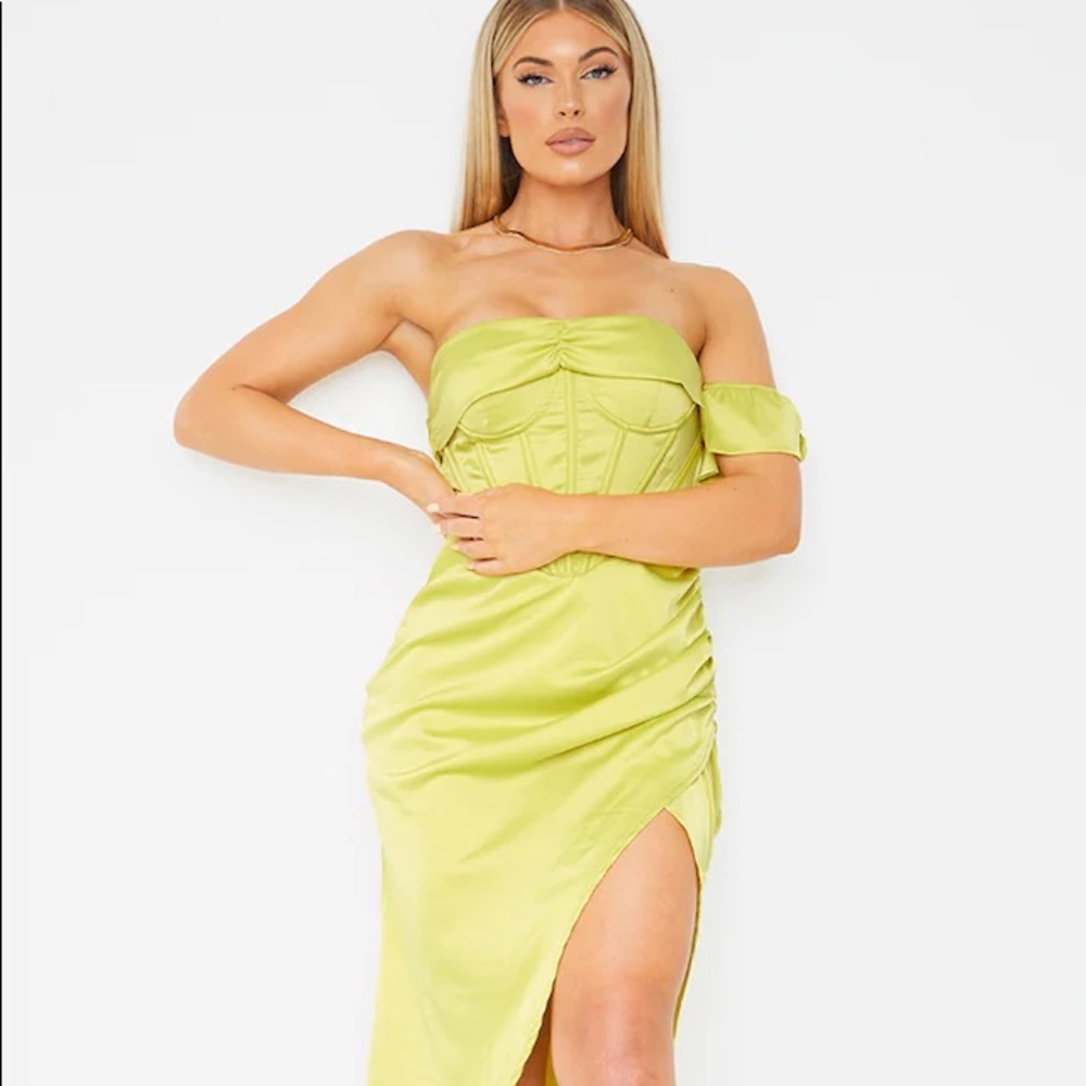 Chartreuse Corset Detail Dress